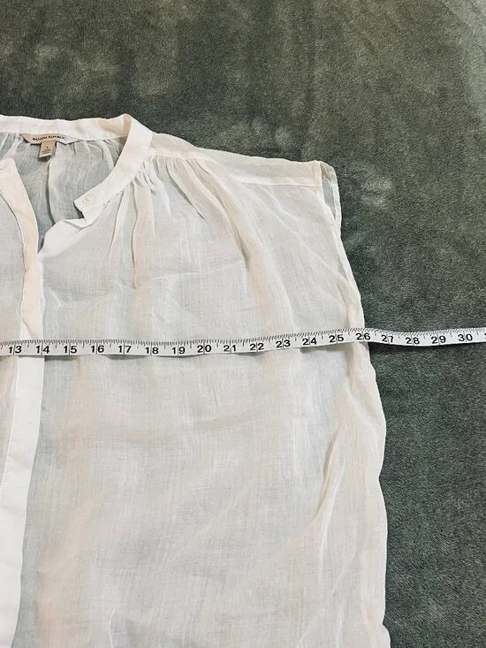 Banana Republic Sleeveless Oversized Ramie White Sheer Button Top Womens Large - Picture 5 of 7